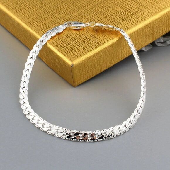 Sterling Silver Snake Chain Bracelet 7 inches long - Picture 7 of 11